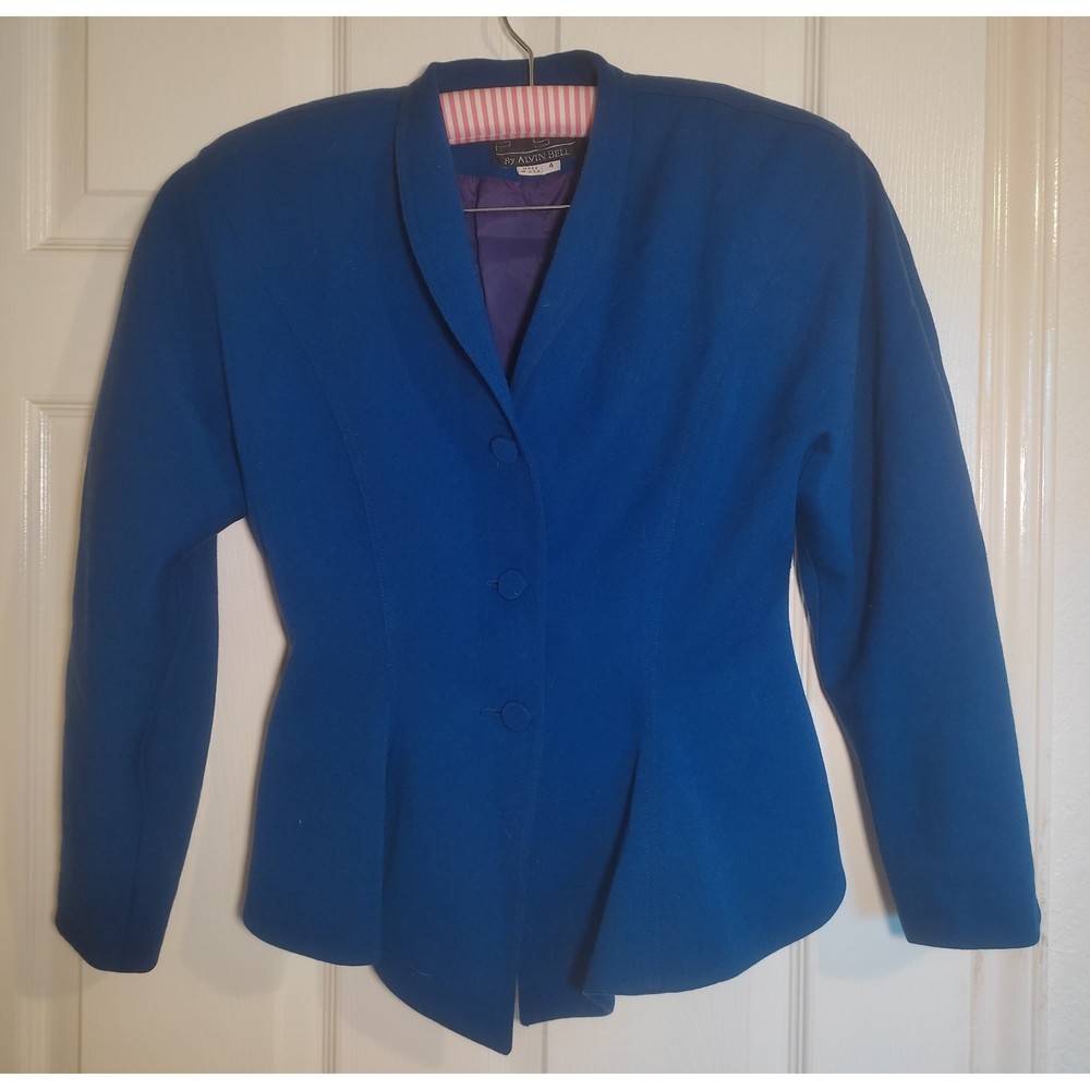 PSI by Alvin Bell Fitted Blue Jacket Size 4 Vintage. Comes with Shoulder Pads